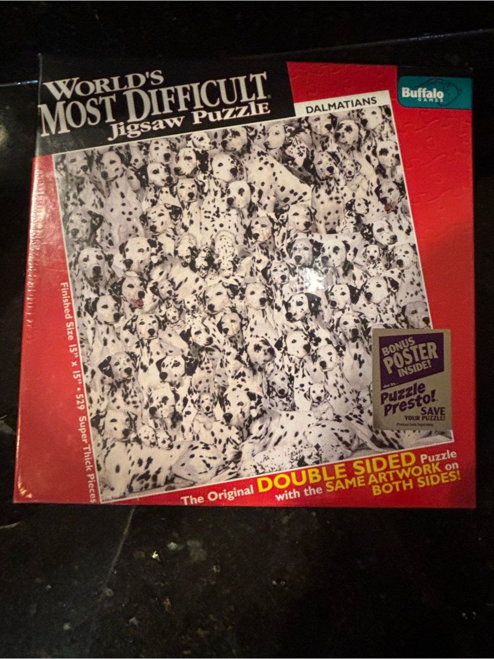 World's Most Difficult Dalmatians 500-Piece Double-Sided puzzle + Poster